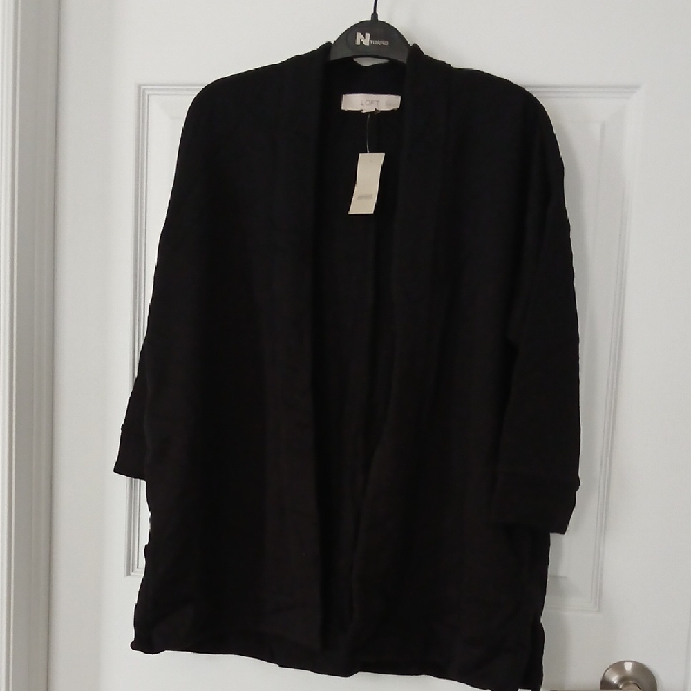LOFT Black Open Front Cardigan NWT